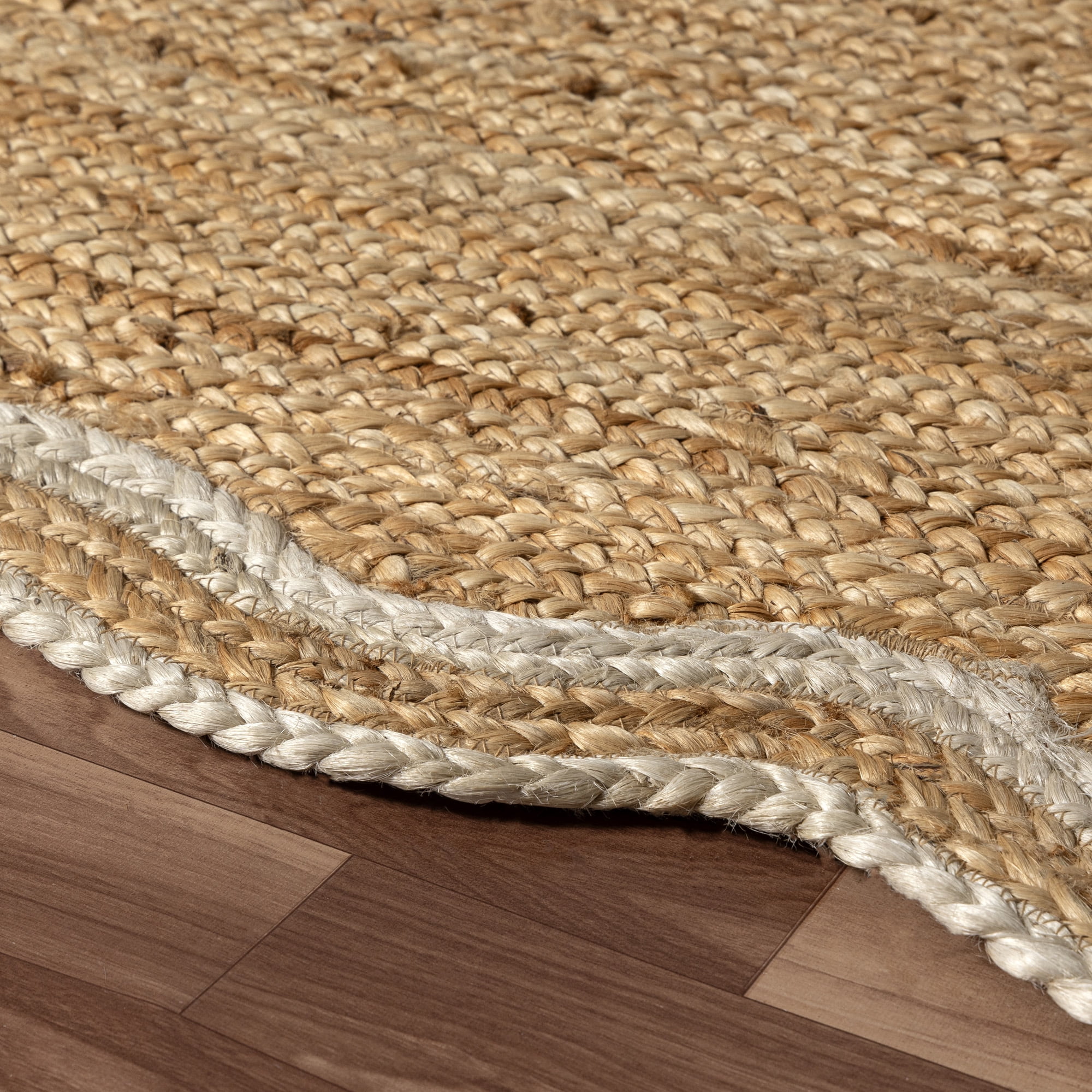 Harlow Hill Teni Braided Jute 2' x 3' Ivory/Natural Bordered Performance Indoor Area Rug