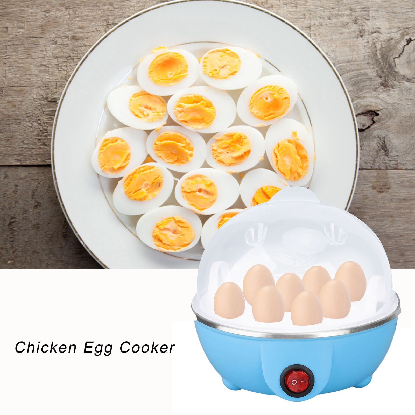 Egg cooker, egg cookware, up to 7 large boiled eggs, anti-drying, automatic power-off, egg heating plate, egg cookware PP, stainless steel material