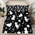 thumbnail image 2 of Manfei Teens Cartoon Cat Twin Sheet Sets for Teen, Galaxy Stars Print Twin Fitted Sheet, Kawaii Kitten Animal Flat Sheet, Breathable Home Decor, 3 Pieces, 2 of 7