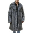 thumbnail image 2 of Azrian Men's Outwear Coats for Winter, Large Warm Jacket Mens Warm Faux Furry Long Coat Jacket Winter Solid V-neck Outerwear, 2 of 9