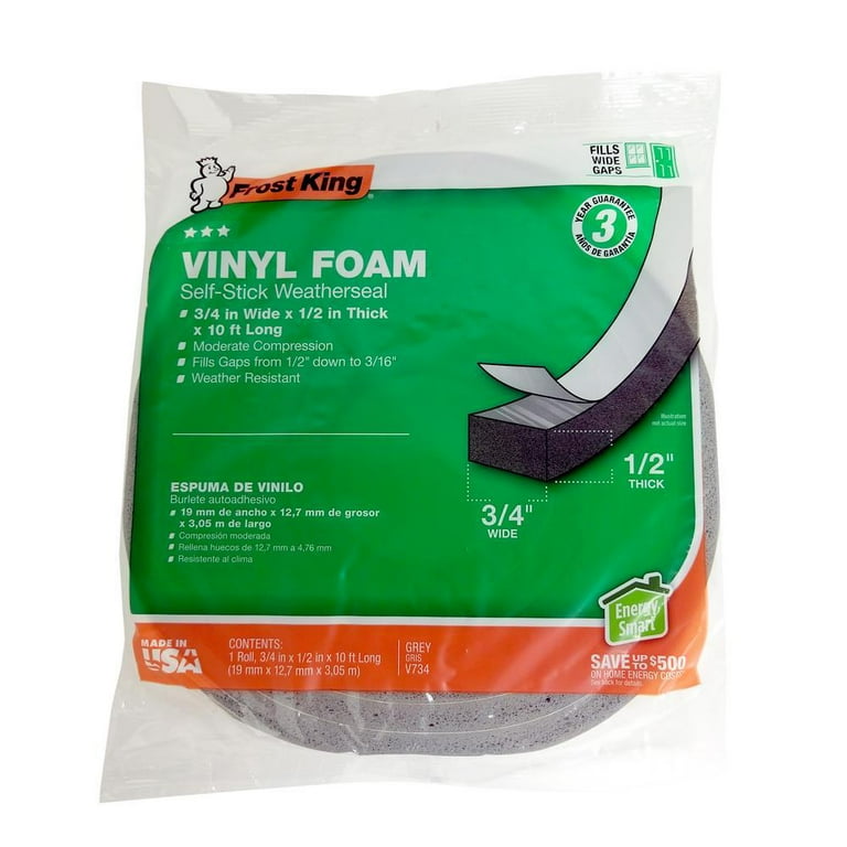Frost King V734H Vinyl Foam Self-Stick Tape, Moderate