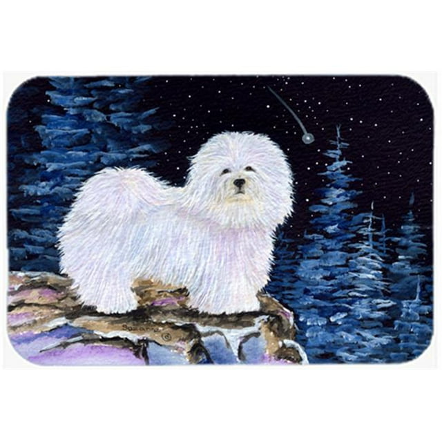 12 x 15 in. Starry Night Coton De Tulear Glass Cutting Board, Large