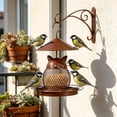thumbnail image 6 of Metal Hanging Bird Feeder,Cute Cat Mesh Food Dispenser,Unique Profile Art Design for Courtyard Landscape,Home Garden Decor,Outdoor Bird Feeding,Brown, 6 of 7