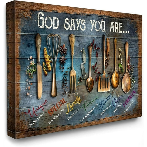 Kitchen Canvas Wall Art Spoons and Spices Painting Kitchen Wall Decor Framed Posters Home for Living Room Bedroom Bathroom Decoration 12x16 inch