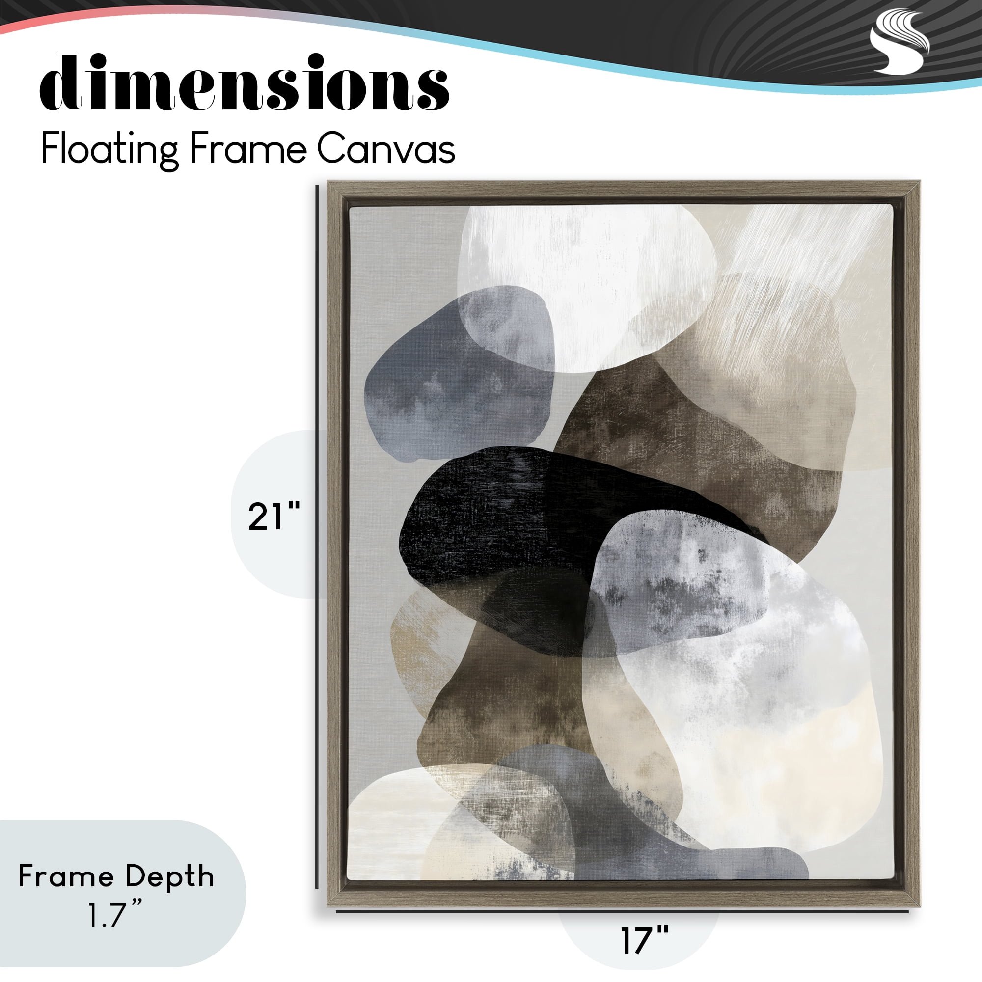 Stupell Industries Thoughts In Muted Layers Brown Framed Floater Canvas Wall Art, design by Ink Drop Loft