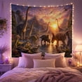 thumbnail image 2 of Dinosaurs Around a Watering Hole at Sunset, Majestic Illustration for Dinosaur Lovers, Prehistoric Wall Art, Birthday Gift, Tapestry Wall Hanging for Playroom and Dorm, 2 of 7