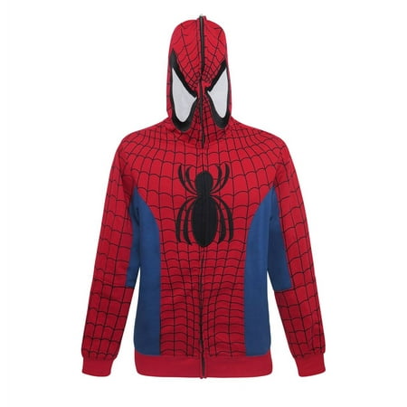 Spider-Man Full Zip-Up Costume Hoodie-Medium