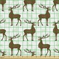 thumbnail image 2 of Ambesonne Nature Fabric by the Yard Upholstery, Repeating Deer Silhouettes, 2 Yards, Umber Pale Green White, 2 of 5