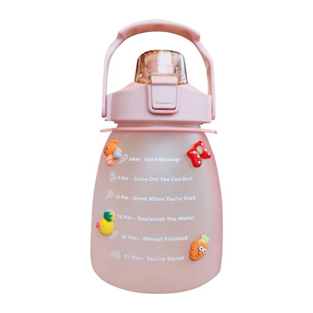 Botella de agua - Cute Belly Bottles Jarra de agua con marcador de tiempo 1.3L (rosa) Tmvgtek excursión de campamento