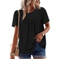 thumbnail image 2 of CHGBMOK Womens T-Shirts Mode Décontractée Manches Courtes Col Rond Plié Blouse Tailles S, 2 of 7