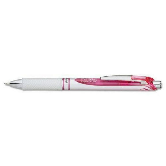 Pentel BL77PWP EnerGel RTX Retractable Liquid Gel Pen.7mm, White/Pink Barrel, black Ink