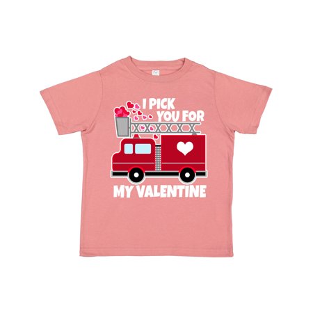 

Inktastic I Pick You for My Valentine with Red Firetruck Gift Toddler Boy or Toddler Girl T-Shirt