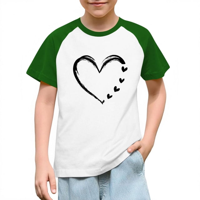 Blusas y camisas de manga corta con cuello redondo para niños y niñas, blusa de manga corta con estampado de cuello redondo