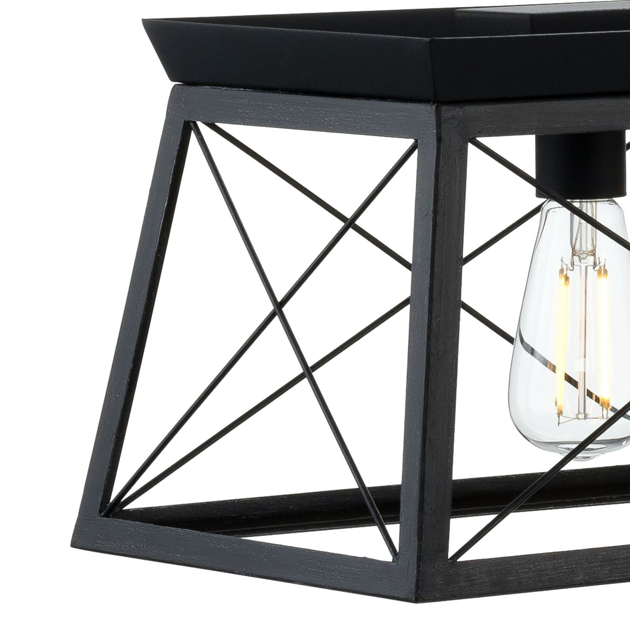Briarwood Collection Five-Light Textured and Cerused Black Farmhouse Style Linear Island Chandelier Light