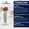 thumbnail image 5 of Cold Brew Coffee Maker Kit: Wide Mouth Mason Jar with Screw Top Lid, Stainless Steel Filter for Delicious Brewed Coffee, Infused Tea, Alcohol - 2 Quart 64 oz Old Glory Red, 5 of 7