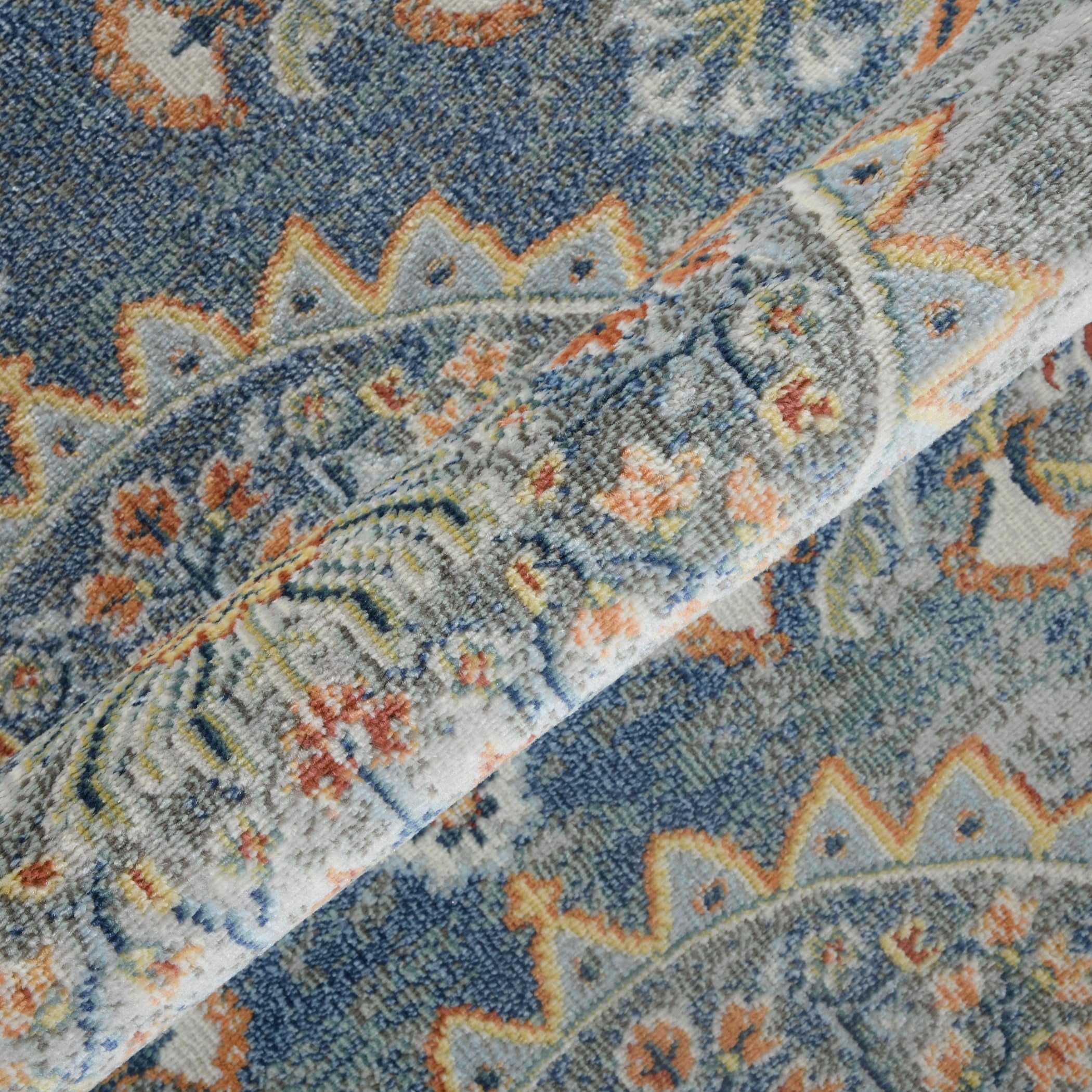 Luxee Designs Bohemian Style Bordered Indoor/Outdoor Area Rug 5x7 for High Traffic Area - Blue