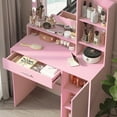 thumbnail image 5 of Jopath Makeup Vanity Desk with Mirror & Light,Large 3 Drawer Storage Dressing Table with 3 Color Lighting Modes for Bedroom,Pink, 5 of 7