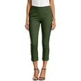 thumbnail image 6 of PEIBang Women's Wide Elastic High Waist Capri Dress Pants,Cuffed Hem Slim Fit Pocket Office Casual Trousers Green S, 6 of 8