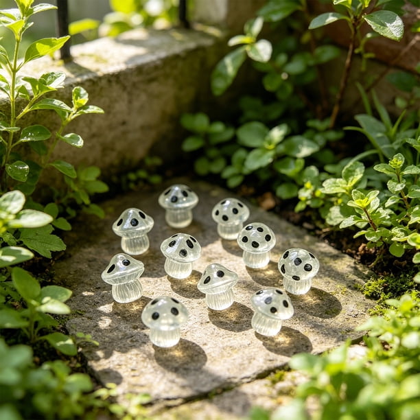 50Piece Luminous Mini Ornament Set 6 Styles Of GlowintheDark Resin Mushrooms Ideal For Garden Potted Plants And Home DIY Decor