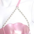 thumbnail image 5 of Zaldita Womens Mermaid Shell Shaped Halter Neck Pearl Chains Bra Top Shiny Slight Padded Bikini Bra Light Pink L, 5 of 7