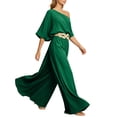thumbnail image 4 of PBFRDSJ Women's Casual Off Shoulder Lantern Long Sleeve High Waist Wide Leg Jumpsuit With Braided Belt for Daily Vacation Party, 4 of 6