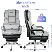 SeekFancy Recline Office Chair with Footrest, PU Leather Executive Chair Ergonomic High Back Computer Desk Chairs (Black)