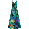 thumbnail image 4 of SMihono Robe Maxi Bohème d'Été pour Femmes Grande Taille Mode d'Été pour Femmes Imprimée à Col en V Sans Manches à Bretelles Robe Chandail Robe de Plage Évasée, 4 of 5