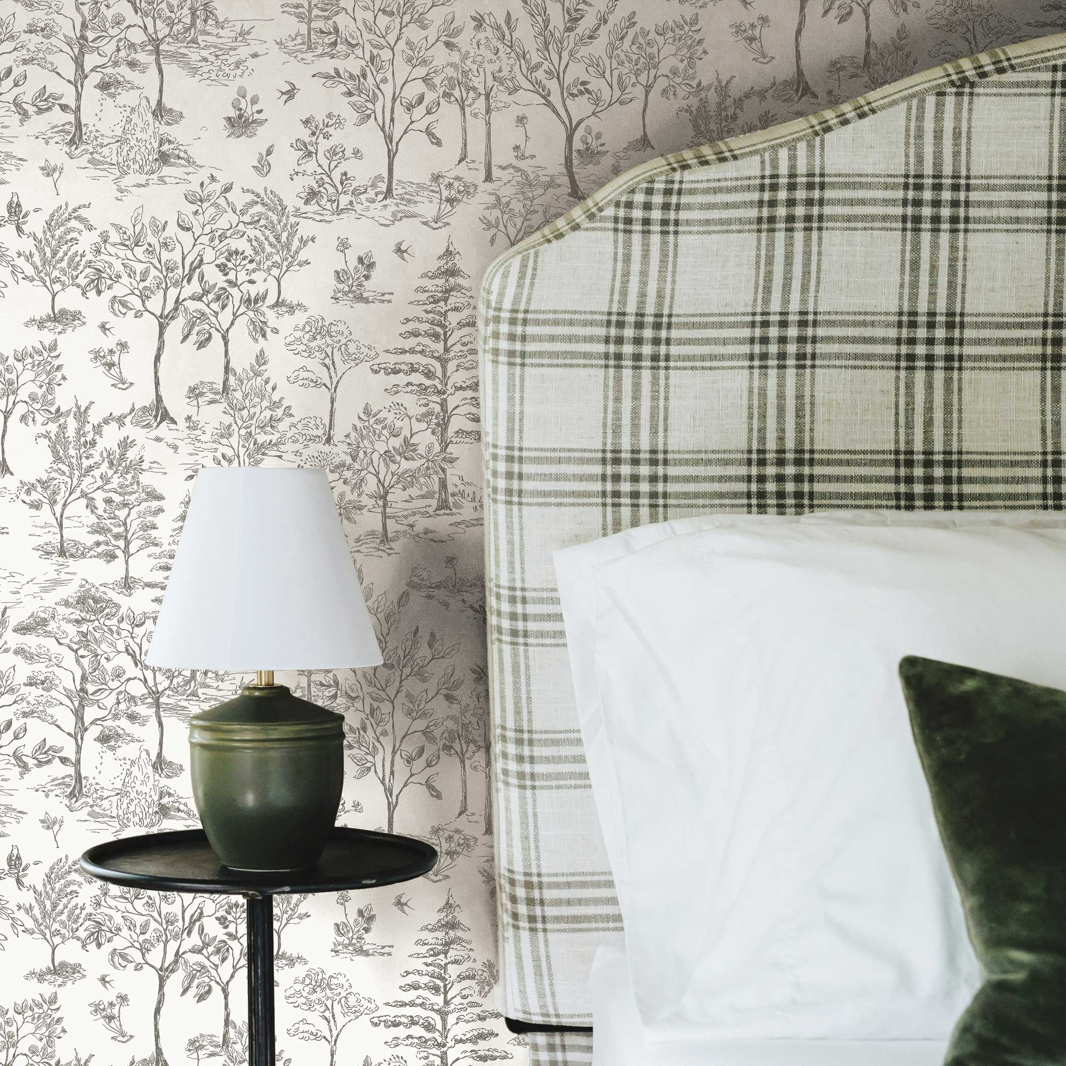Tempaper Arbor Toile Cocoa Removable Peel and Stick Wallpaper, 20.5" X 16.5'