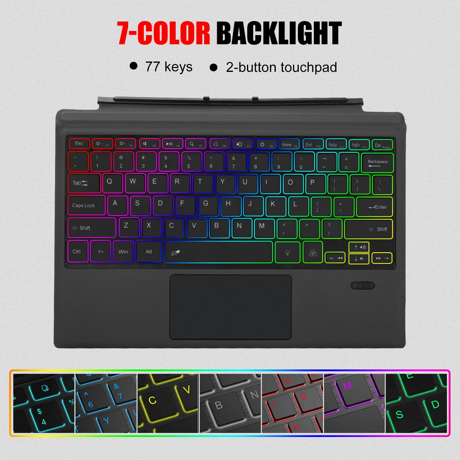 Dragon pad USA Ft-1089d Wireless Bluetooth compatible Keyboard with Touchpad and Backlit, Black