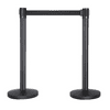2X Retractable Stanchions Set Queue Barrier Line Post Stand with 6.5' Retractable Belt, Black