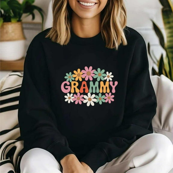 One Thankful Grammy Funny Holiday Thanksgiving Family Humor Sweatshirt, for men & women, up to size 5XL.