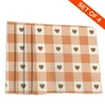 thumbnail image 4 of DouZhe Polyester Placemats Set of 4, Romantic Brown Hearts Checkered Pattern Heat Resistant Place Mats for Dining Table, 12" x 18", 4 of 7