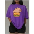 thumbnail image 3 of Playera Blusa De Capybara Con Una Hamburguesa Capibara Color Morado Talla Mediana Marca Emil SaEs, 3 of 4