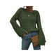 thumbnail image 4 of Txlixc Mujeres Trendy Hollow-Out Tops, Crochet Color sólido Cuello redondo Manga larga Punto Tops con puños acampanados para damas Txlixc  Moda, 4 of 9