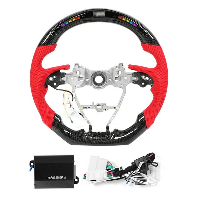 Volante LED Volante De Fibra De Carbono Rendimiento LED Pantalla De Carrera De Fibra De Carbono Volante Cuero Preforado Con Costuras Rojas Ajuste Para Toyota Camry / Corolla / RAV4 ANGGREK Otros Vehículos