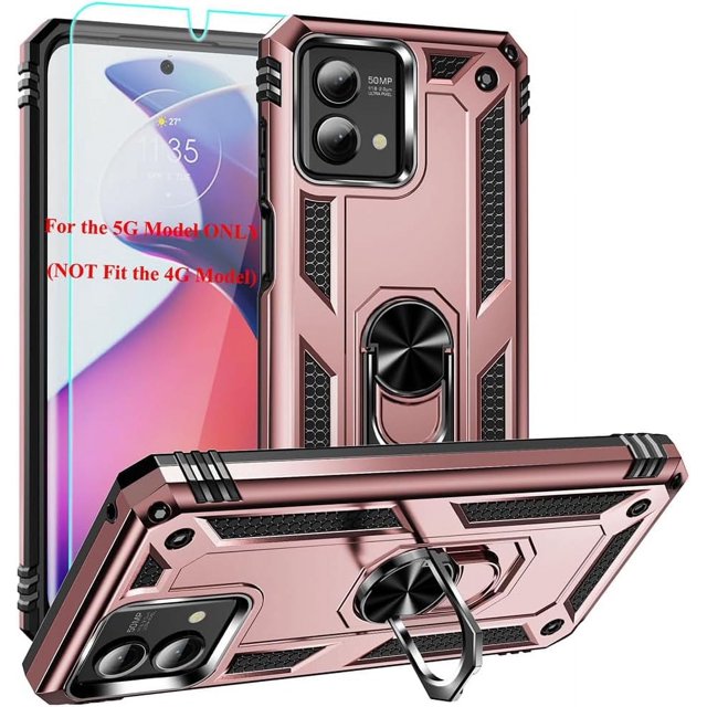 XIHAMA Compatible with Moto G Stylus 5G 2023 Case with HD Screen Protector, Military-Grade Metal Ring Kickstand 15ft Drop Tested Shockproof Cover Case for Motorola Moto G Stylus 5G 2023