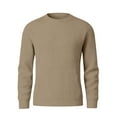 thumbnail image 4 of Fgvctg Mens Sweater Ribbed Knit Crewneck Sweater Dressy Pullover Slim Fit Long Sleeve Sweaters Oversized Winter Vintage Textured Blouses Khaki M, 4 of 6
