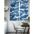 thumbnail image 3 of Ocean Waves Sheer Curtains 63 Inch Long 2 Panels, Nautical Blue Sea Water Nature Scenery Light Filtering Rod Pocket Curtains, Sheer Voile Drapes for Living Room Bedroom, 52"x63", 3 of 8