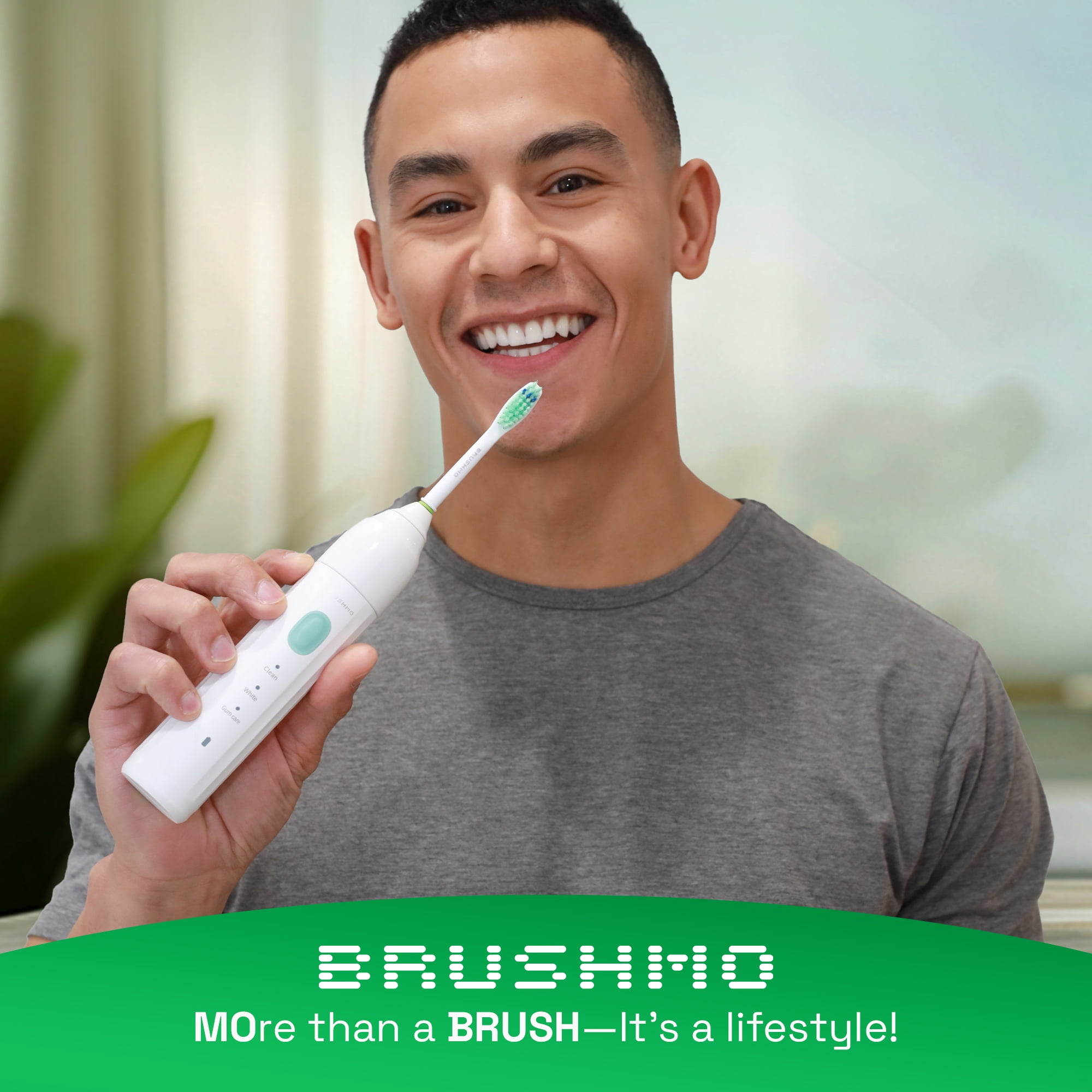 Brushmo e-Series Sonic Electric Toothbrush, Rechargeable Toothbrush with 3 Modes, 2-Min Timer, 30-Day Battery, Charging Base, White