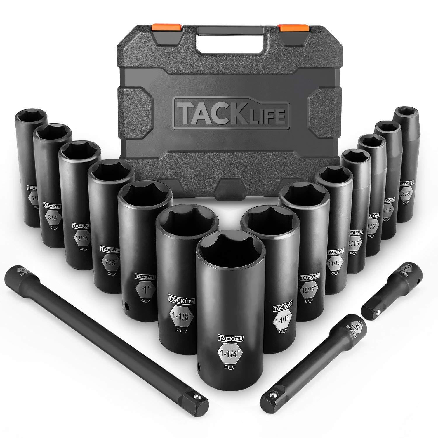 Air Impact Wrench Set with Sockets Inline filter Extension Bar 17PC 1/2" Dr 