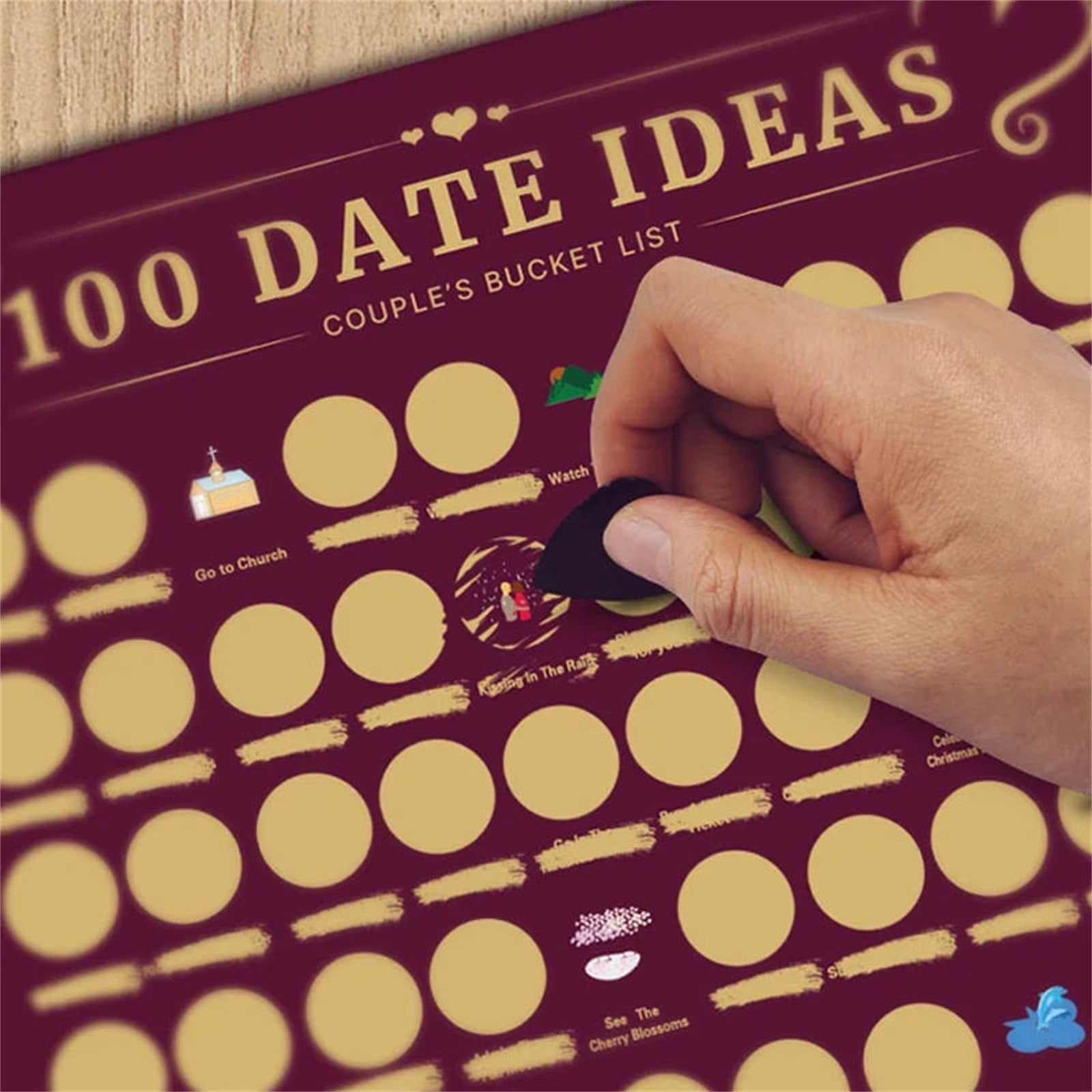 KEUSN 100 Dates Ideas Scratch Off Poster Engagement Gifts For Her Date  Night Anniversary For Couples Birthday Gifts For Women Wedding Gifts  Matching Couples Stuff 