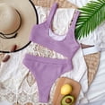thumbnail image 4 of Hinvhai Swimsuits for Women,Women Bandeau Bandage Bikini Set Push-Up Brazilian Swimwear Beachwear Swimsuit Purple M(M), 4 of 6