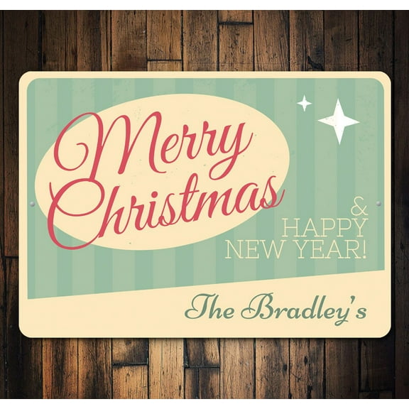Retro Christmas Novelty Sign, Metal Wall Decor - 10x14 inches
