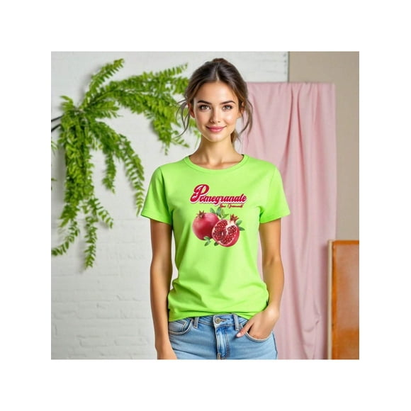 Playera Blusa De Granadas Pomegranate – Estilo Natural con Sabor a Frescura Color Verde Lima Talla Extra Grande Marca Emil SaEs