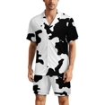 thumbnail image 1 of PRIYAL Cow Pattern Mens Short Sleeve Pajama Set Satin Silk Sleepwear 2 Piece Pjs Loungewear, 1 of 6