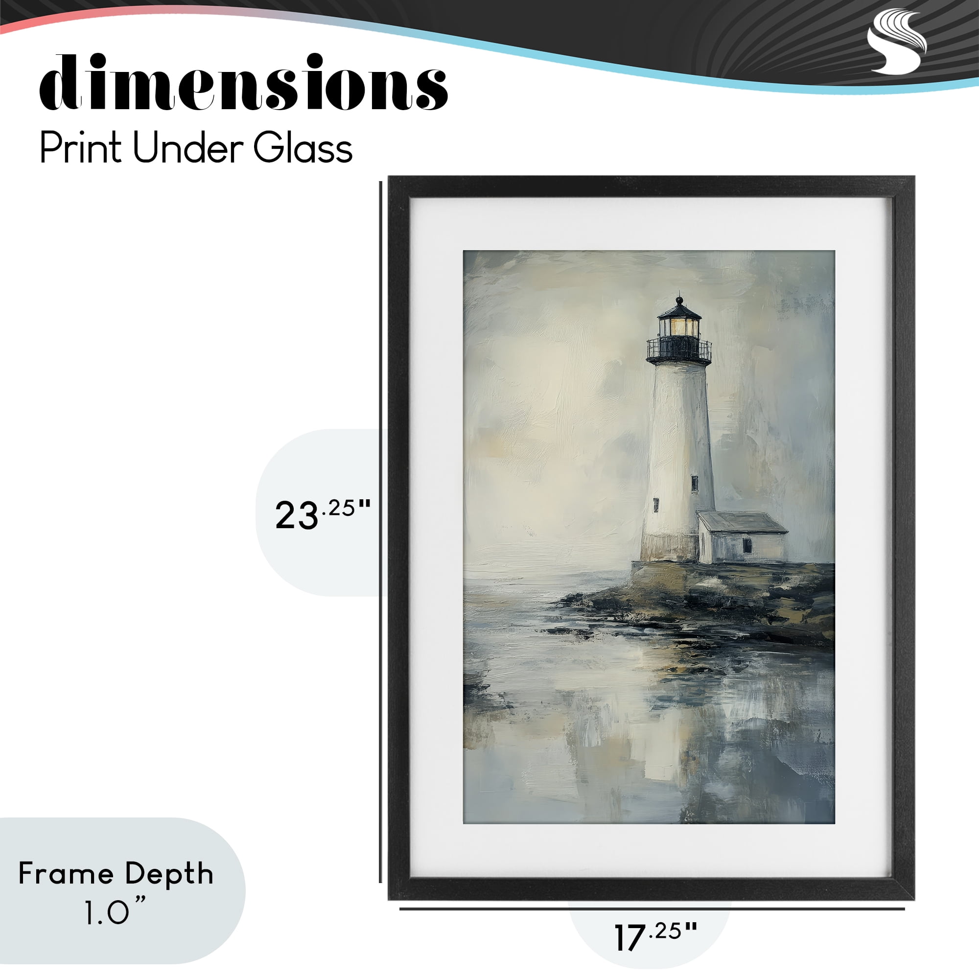 Stupell Industries Moody Lighthouse Reflecting Black Framed Print Under Glass, design by Petal Prints Design