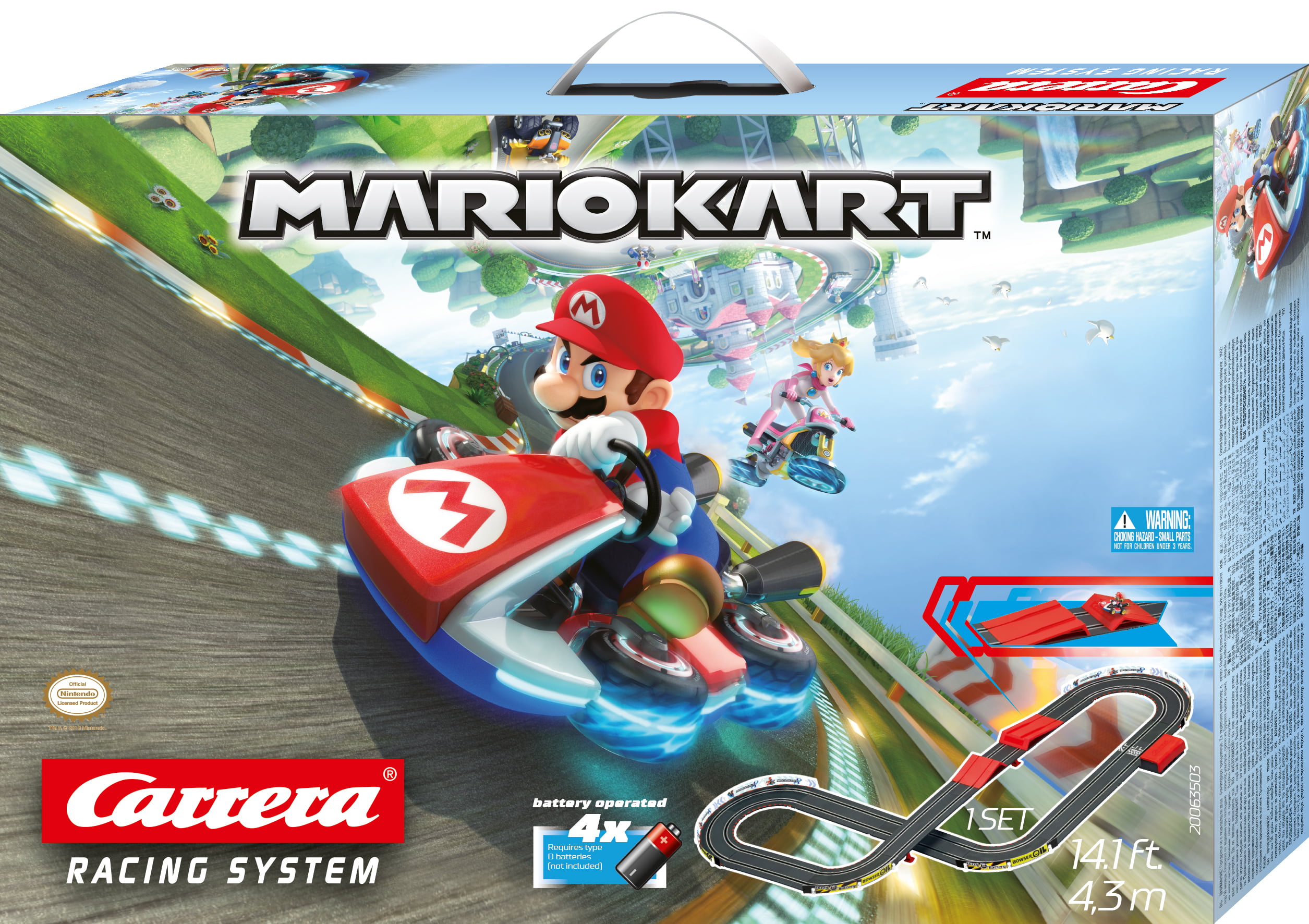 Carrera Racing System Battery Operated 1:43 Scale Mario Kart 14-ft. Slot  Car Race Track Set with Jump Ramp featuring Mario versus Luigi Slot Car Set  