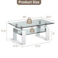 thumbnail image 4 of Topbuy Metal Legs Modern Side End Table Rectangle Glass Coffee Table w/Lower Shelf for Living room White, 4 of 4