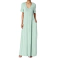 thumbnail image 1 of TheMogan Robe Maxi Surdimensionnée en Jersey Doux pour Femmes, Col en V, Manches Courtes avec Poche, 1 of 6