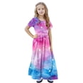 thumbnail image 6 of BFHHYA Girls Short Sleeve Maxi Dress Teens Fashion Print Loose Flowy Dress Summer Beach Boho Tshirt with Pockets Size 4-14 Y, 6 of 8
